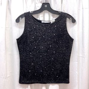 Black Rinestone & Glitter Tank